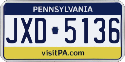 PA license plate JXD5136