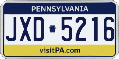 PA license plate JXD5216