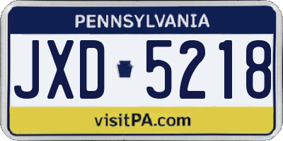 PA license plate JXD5218