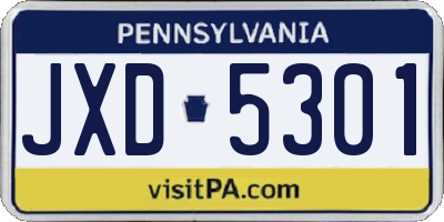 PA license plate JXD5301