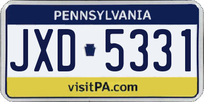 PA license plate JXD5331