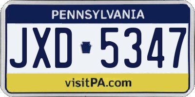 PA license plate JXD5347