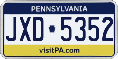 PA license plate JXD5352