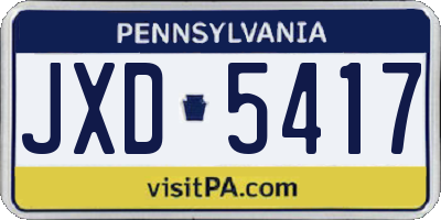PA license plate JXD5417