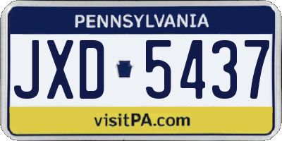 PA license plate JXD5437