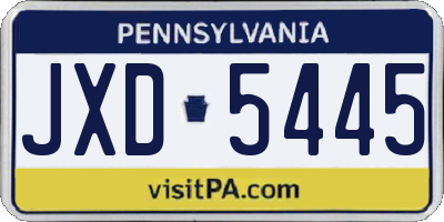 PA license plate JXD5445