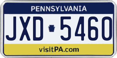 PA license plate JXD5460