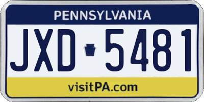 PA license plate JXD5481