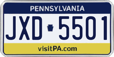 PA license plate JXD5501