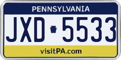 PA license plate JXD5533