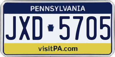 PA license plate JXD5705