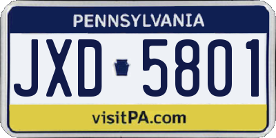 PA license plate JXD5801