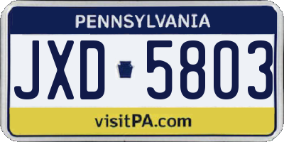 PA license plate JXD5803