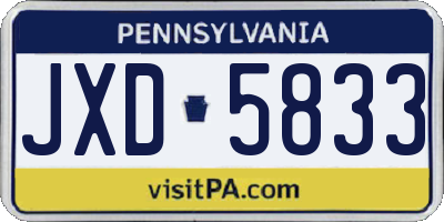 PA license plate JXD5833