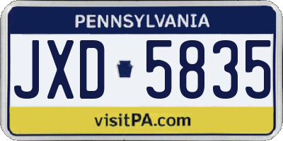 PA license plate JXD5835