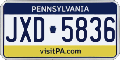 PA license plate JXD5836