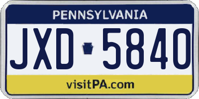 PA license plate JXD5840