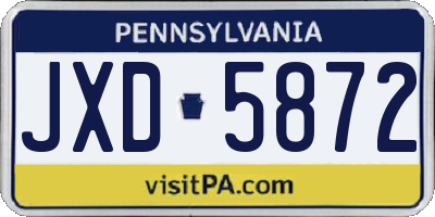 PA license plate JXD5872