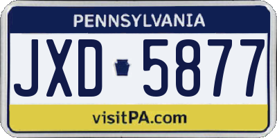PA license plate JXD5877