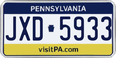 PA license plate JXD5933