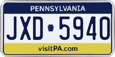 PA license plate JXD5940
