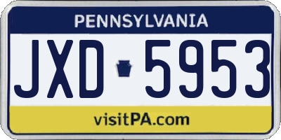 PA license plate JXD5953