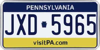 PA license plate JXD5965