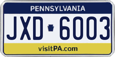 PA license plate JXD6003