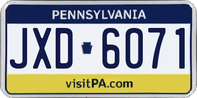 PA license plate JXD6071
