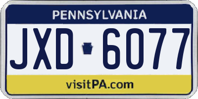 PA license plate JXD6077