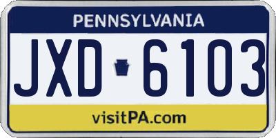 PA license plate JXD6103