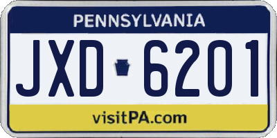 PA license plate JXD6201