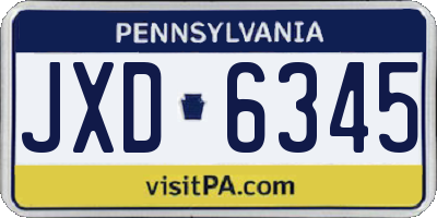 PA license plate JXD6345