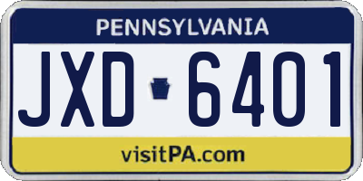PA license plate JXD6401