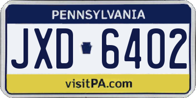 PA license plate JXD6402