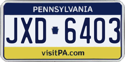 PA license plate JXD6403