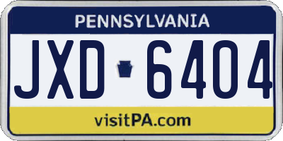 PA license plate JXD6404