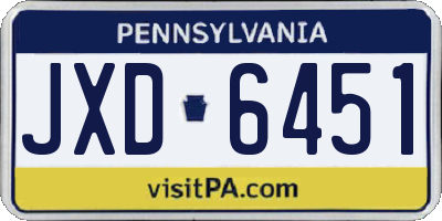 PA license plate JXD6451