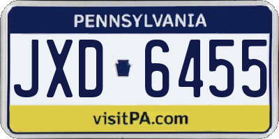 PA license plate JXD6455
