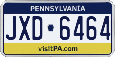 PA license plate JXD6464