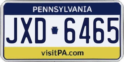 PA license plate JXD6465