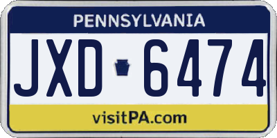 PA license plate JXD6474
