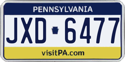 PA license plate JXD6477