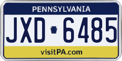 PA license plate JXD6485