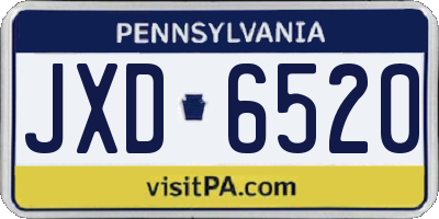 PA license plate JXD6520