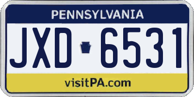 PA license plate JXD6531