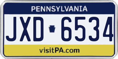 PA license plate JXD6534