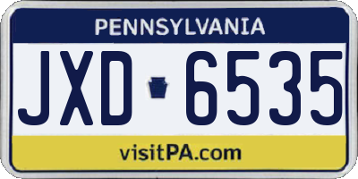 PA license plate JXD6535