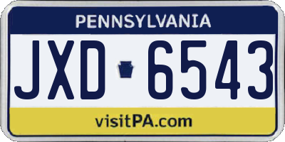 PA license plate JXD6543