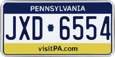 PA license plate JXD6554